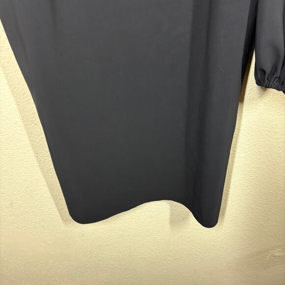 Greta Constantine Size XXL Square Neck Sheath Dress Black Silk Wool Long Sleeves - Picture 7 of 10